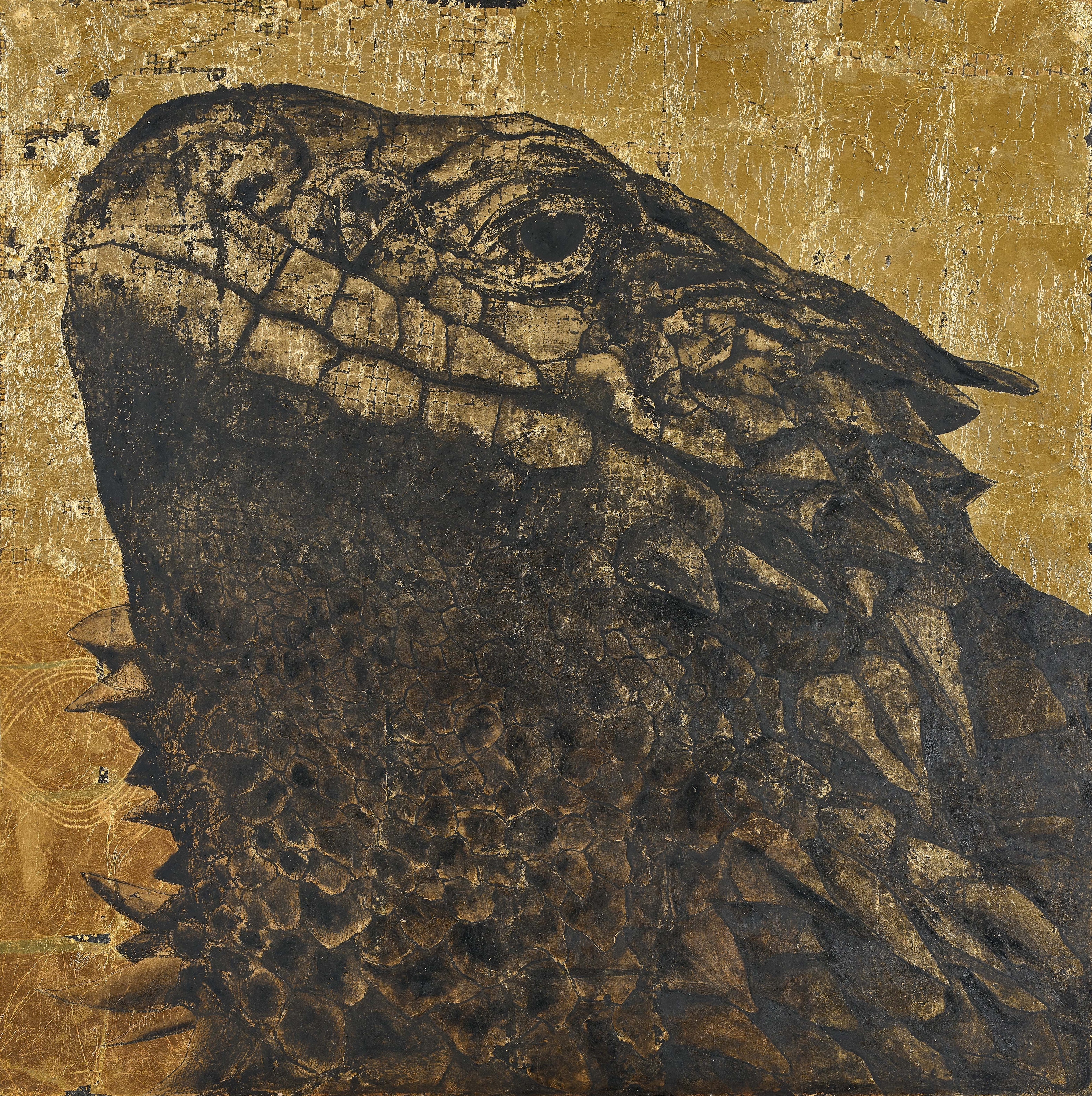 Walter Oltmann

Smaug Giganteus, 2021

Oil paint, oil stick and gold foil paper

Work: 102 x 102 cm

Enquiry