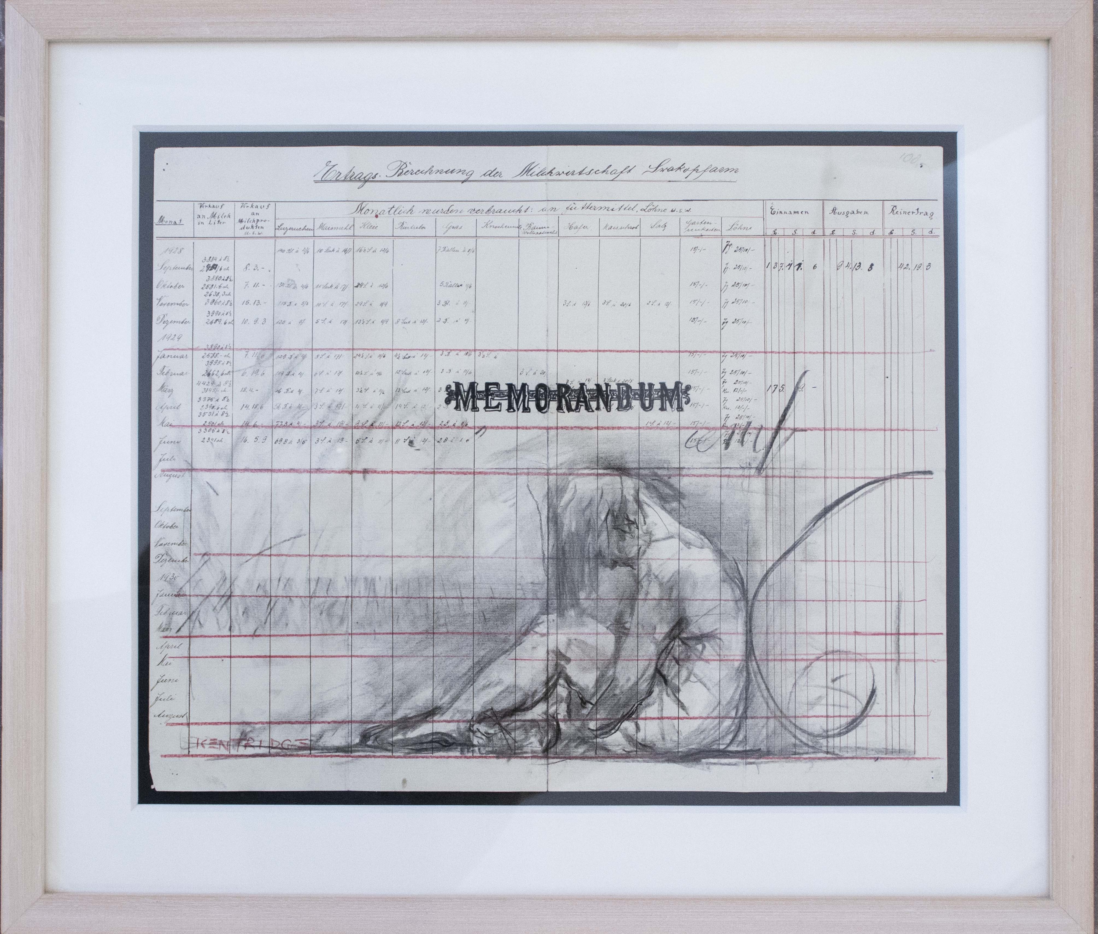 William Kentridge

Untitled (Memorandum - seated Nude), 2004

Pencil on found ledger pages

Frame: 47.5 x 55 cm

Work: 32.5 x 40.5 cm

Enquire