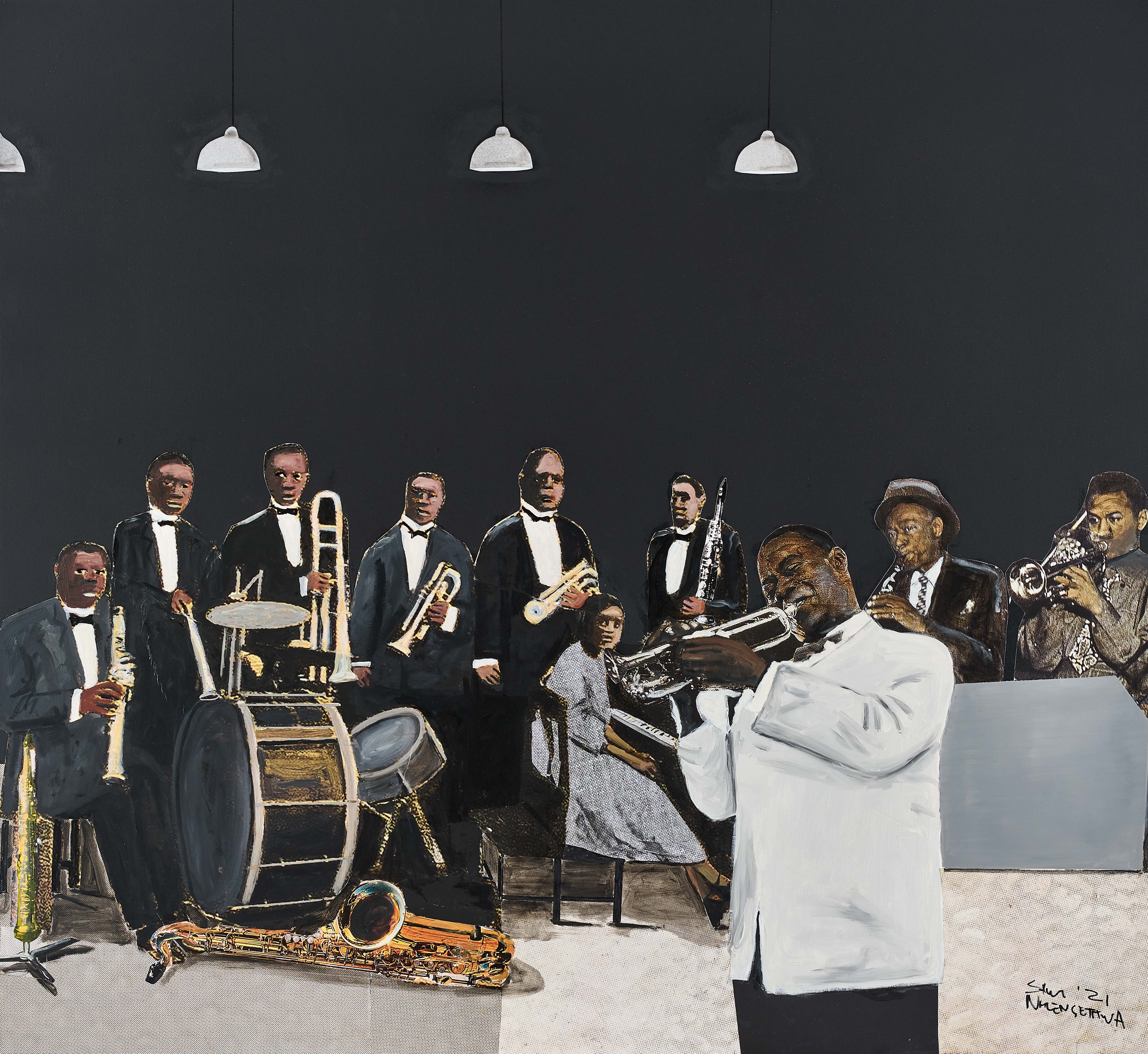 Satchmo and his band, 2021
Mixed media on canvas
109.8 x 120 x 9.8 cm / 43.2 x 47.2 x 3.9 in.

Enquire