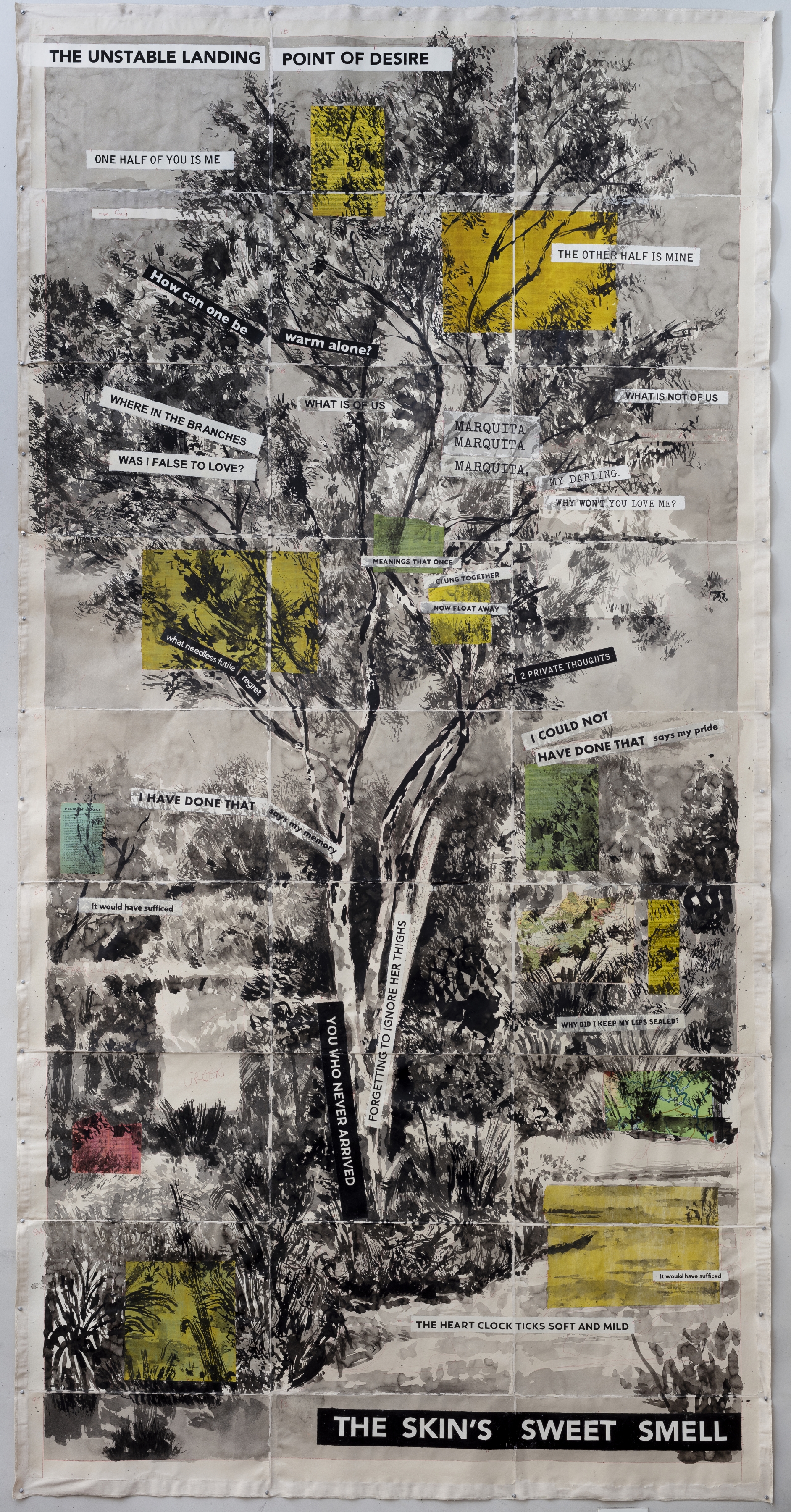 William Kentridge

The Unstable Landing Point of Desire, 2021

Indian ink, watercolour, pencil and collage on paper, mounted to canvas fabric

373 x 187 cm